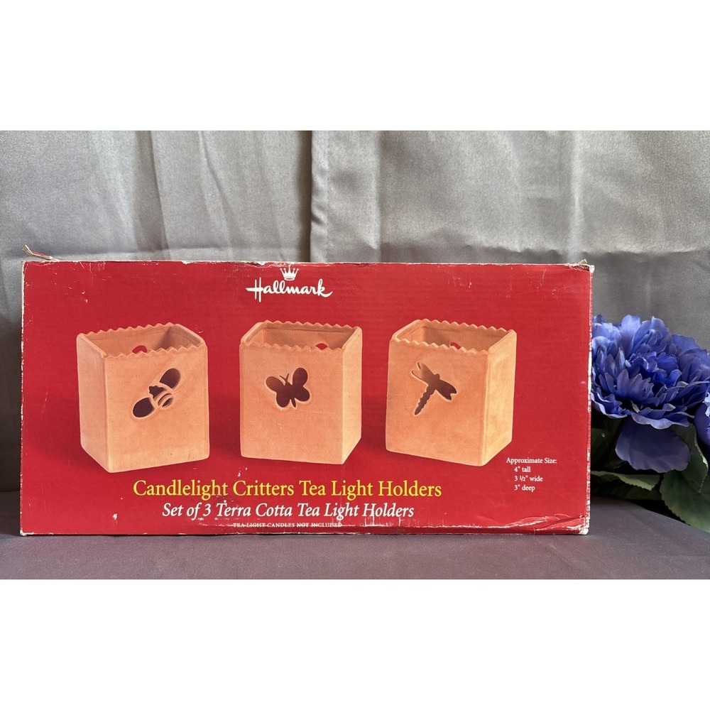 Hallmark Candlelight Critters Tea Light Holders Set of 3 Terra Cotta New